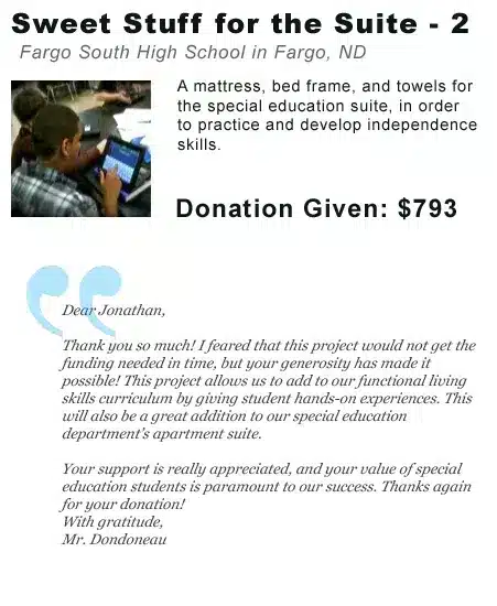 Mattress donation special education suite letter