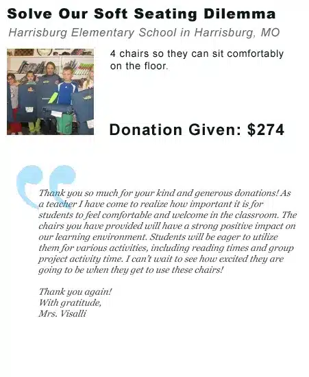 Chairs donation thank you letter school