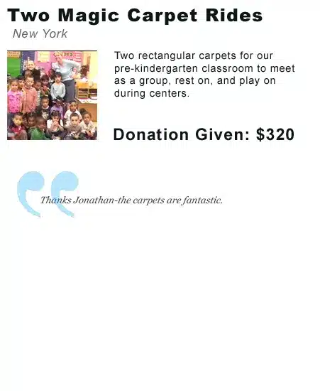 Carpet donation thank you letter school
