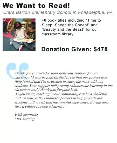 Books donation thank you letter school