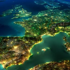 Europe Night Lights Satellite View