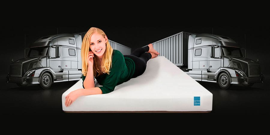 Deluxe Truck Mattress with Model and Truck in Background
