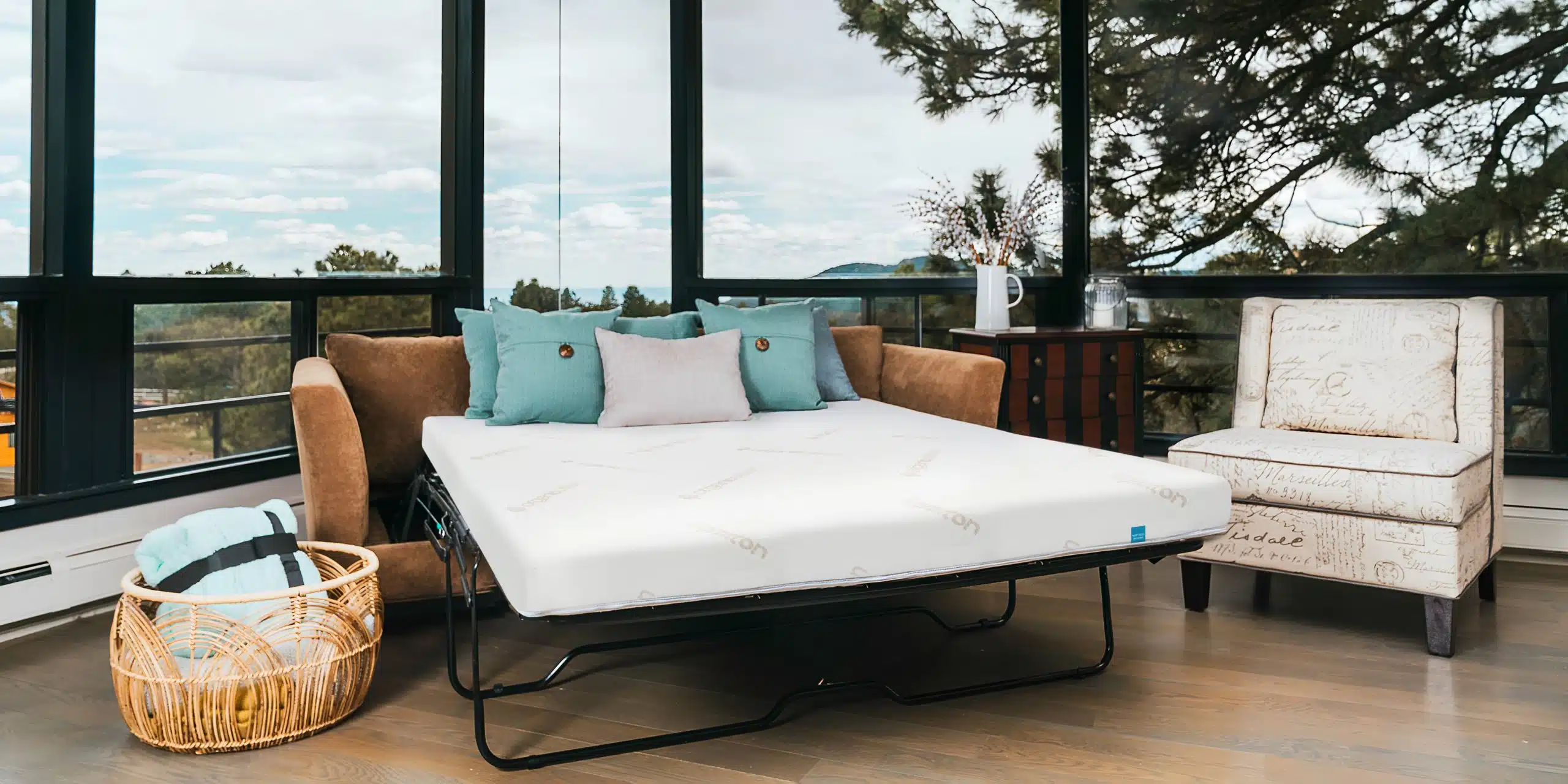 Latex sofa mattress on frame