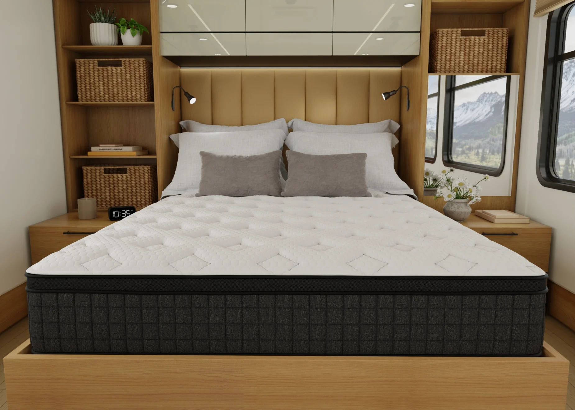 RV mattress bedroom full view