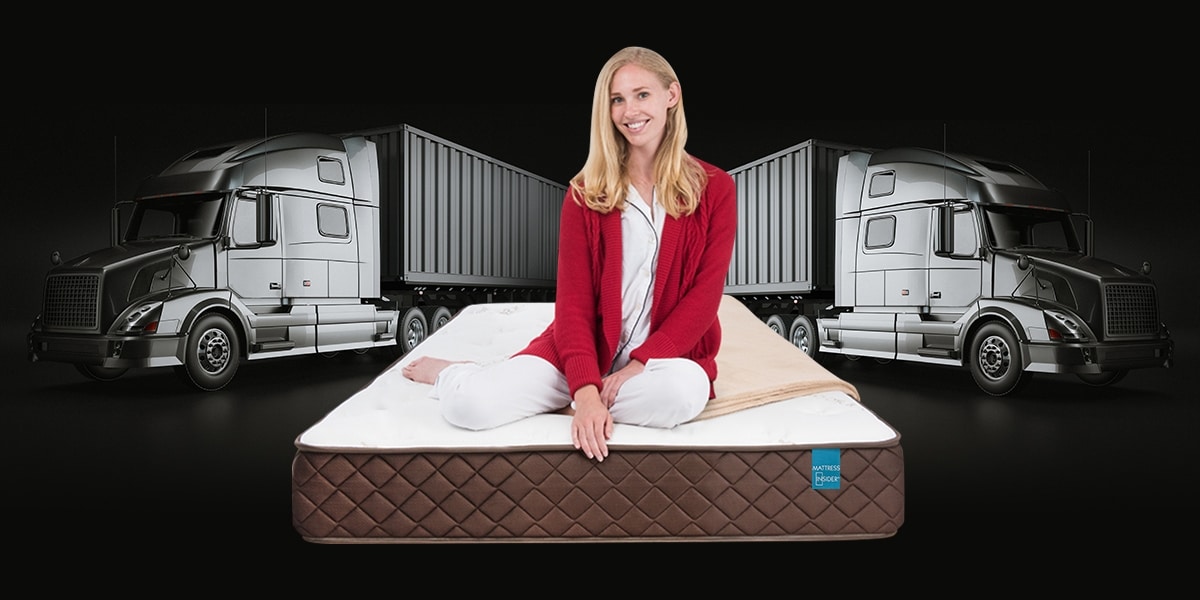 Park Meadow Pocketed Coil Mattress with Model on Mattress