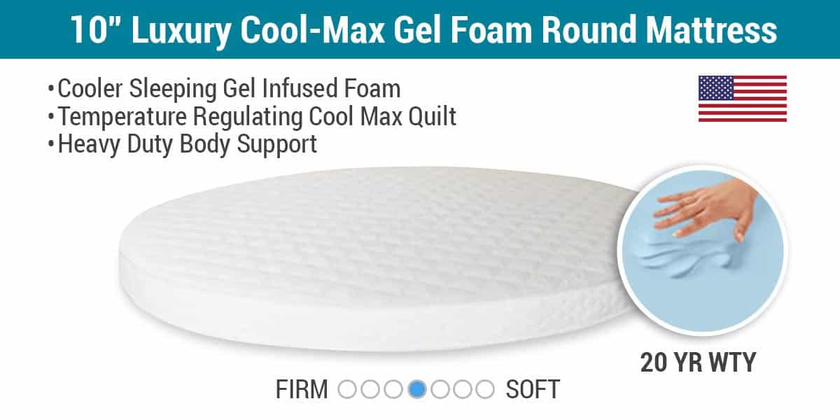 10" Luxury Cool-Max Gel Foam Round Mattress