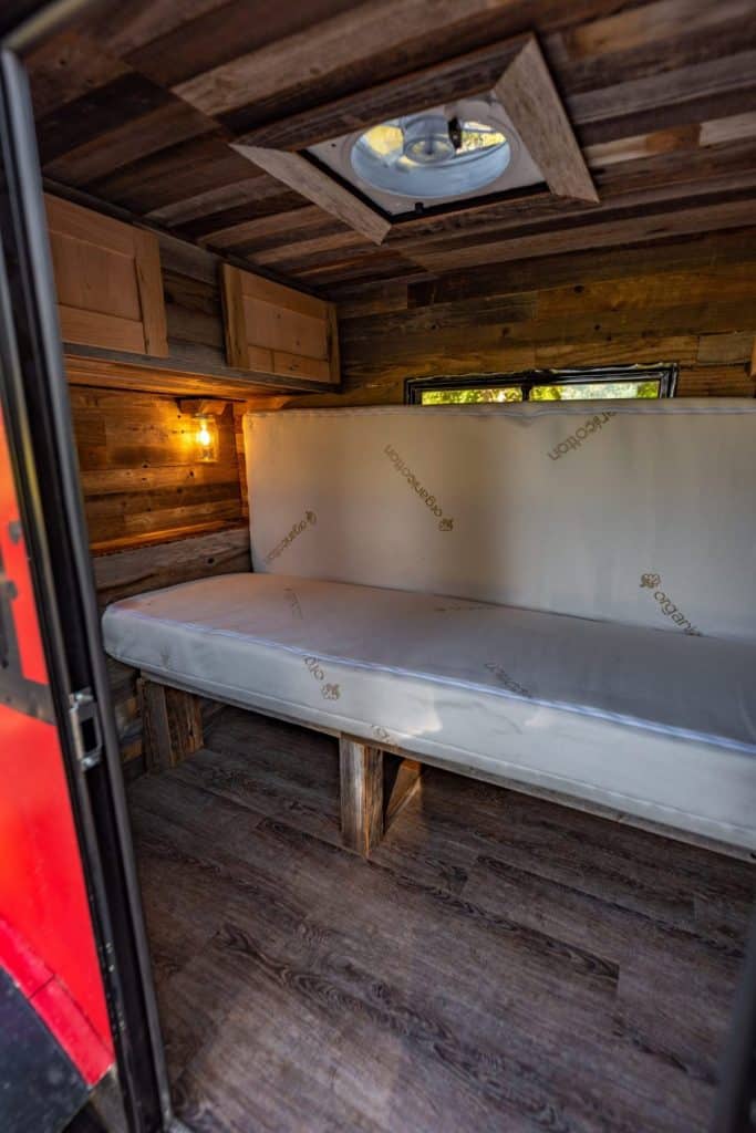 Hinged Mattress in a Camping Trailer